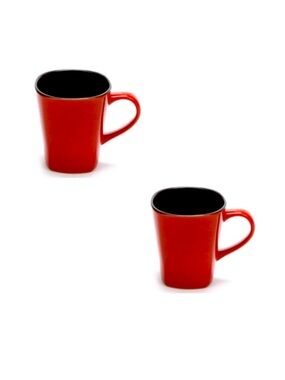Home Trends Rave Red Square Stoneware 14 oz. Mugs Set of 2